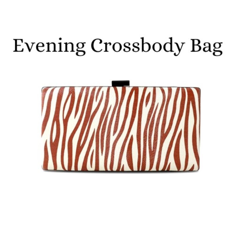 Women Clutch Bag Zebra Print Evening Bag PU Leather Handbag Shoulder Bag Brown